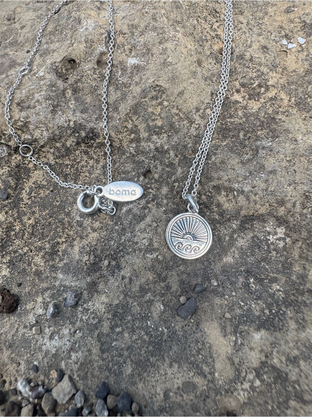 Boma— Sterling Silver, Sunrise Wave Pendant & Chain